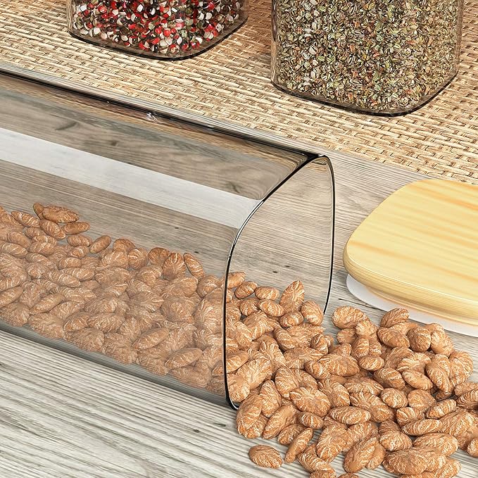 Acetshop 12-Pack Glass Storage Jars with Bamboo Lids, Airtight Food Jars for Kitchen Organization, Spice, Coffee, Tea, Sugar, Pasta, and Snacks